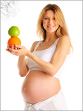 Pregnant Woman with Fruits